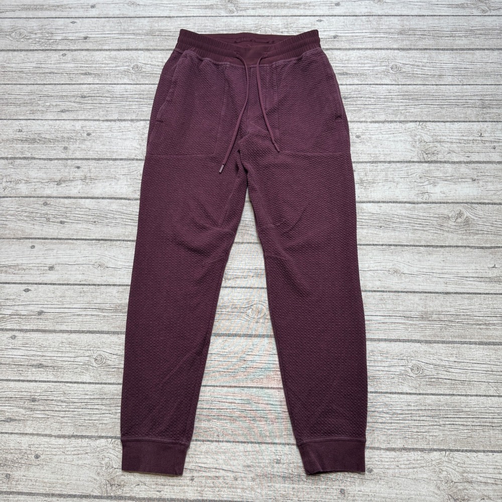 Lululemon At Ease Joggers Men's 28 Maroon Textured Honeycomb Activewear Athletic